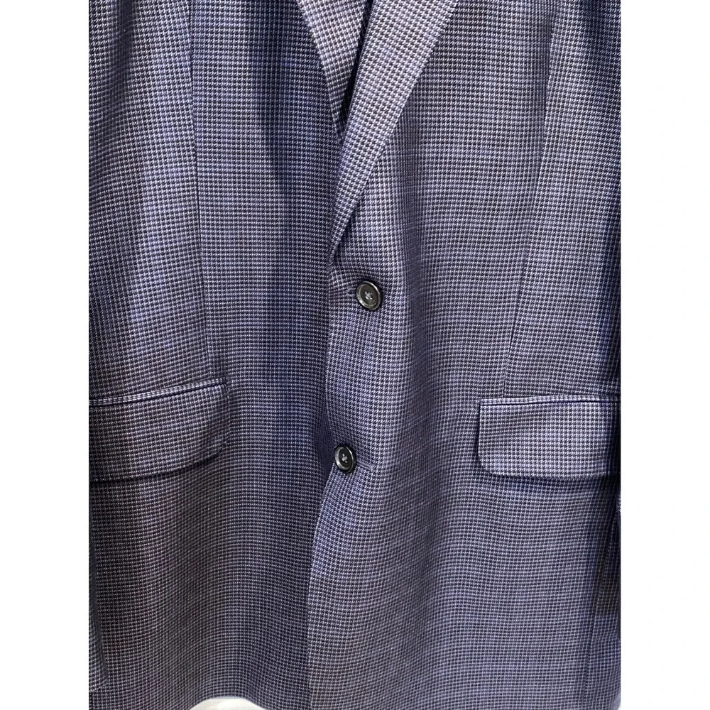 Dormeuil Dorsilk Mens 48 Blazer Silk Wool Navy Blue Micro Houndstooth Sport Coat